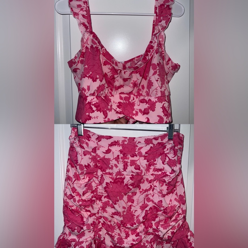 SHEIN • Matching crop top and skirt • Pink • Size Large